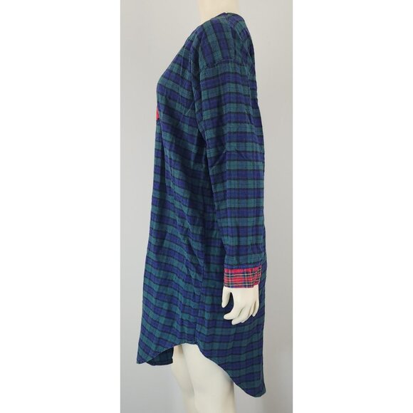 HTF Women's Vintage UFS Inc Peanuts Collection Snoopy Plaid Flannel Night Gown M - Picture 3 of 9